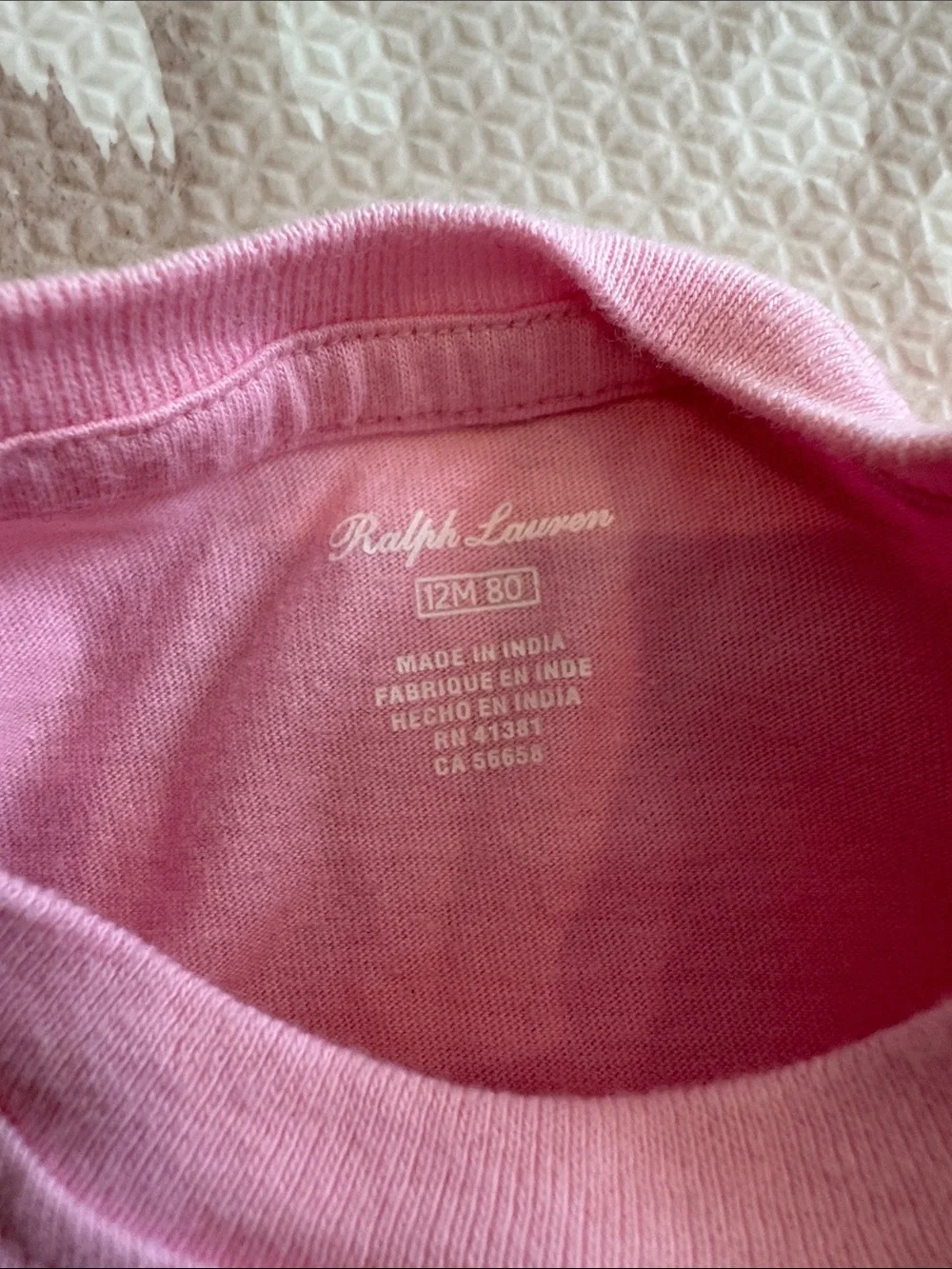 Ralph Lauren Baby Girl Pink Short Sleeve Bodysuit 12M Pony Logo